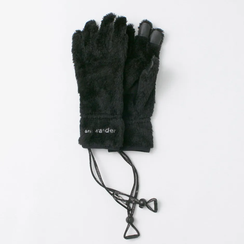 Gloves^AND WANDER / High-Loft Fleece Gloves black