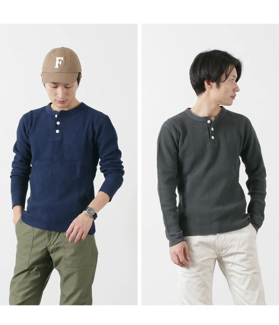 T-Shirts^BARNS / BR-3051 Big Waffle Henley Neck Long Sleeve Thermal / T-Shirt
