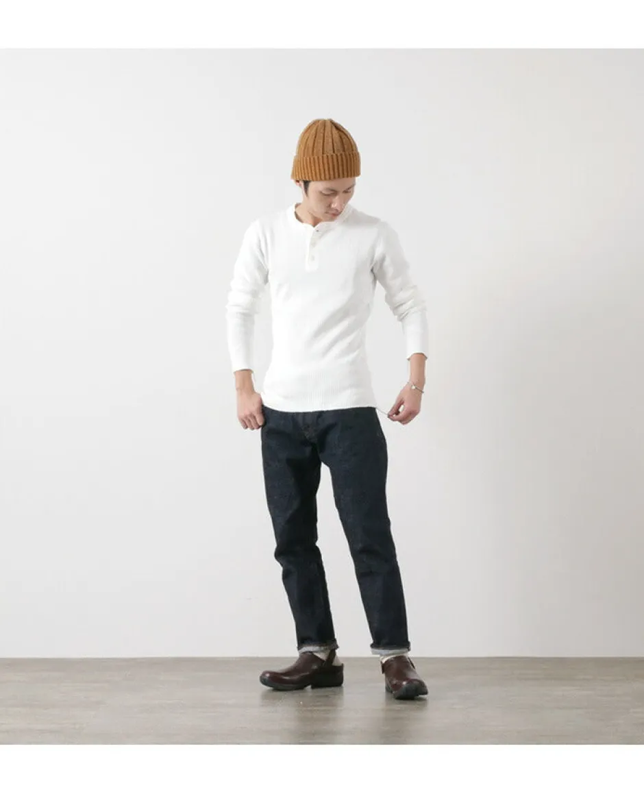 T-Shirts^BARNS / BR-3051 Big Waffle Henley Neck Long Sleeve Thermal / T-Shirt