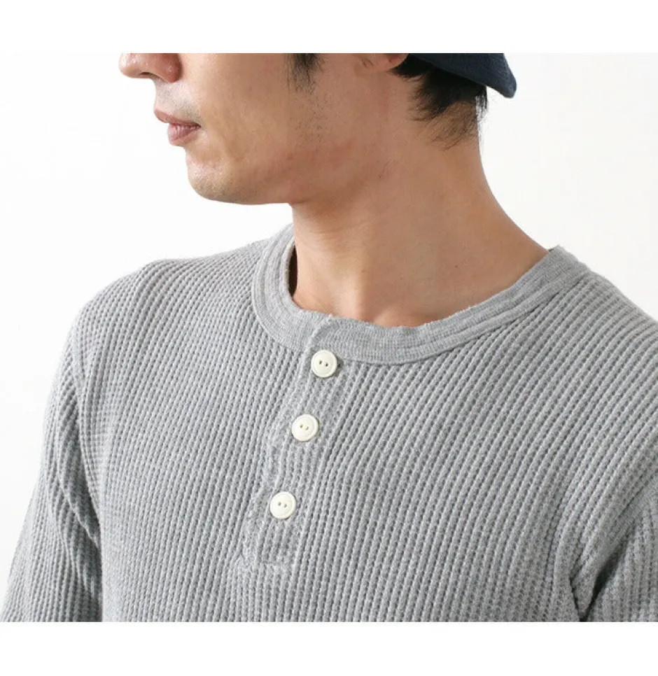 T-Shirts^BARNS / BR-3051 Big Waffle Henley Neck Long Sleeve Thermal / T-Shirt
