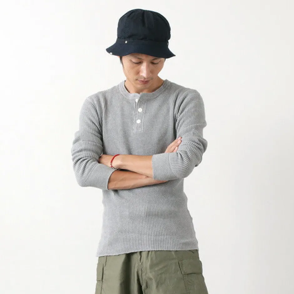 T-Shirts^BARNS / BR-3051 Big Waffle Henley Neck Long Sleeve Thermal / T-Shirt
