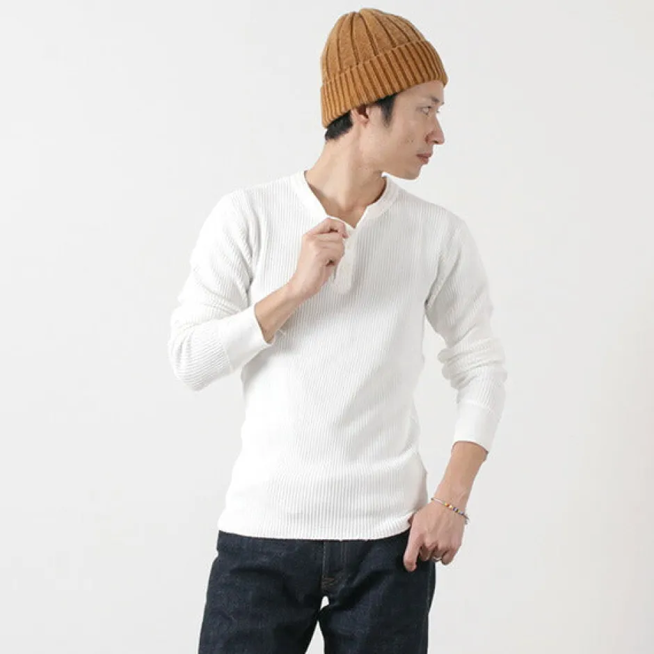 T-Shirts^BARNS / BR-3051 Big Waffle Henley Neck Long Sleeve Thermal / T-Shirt