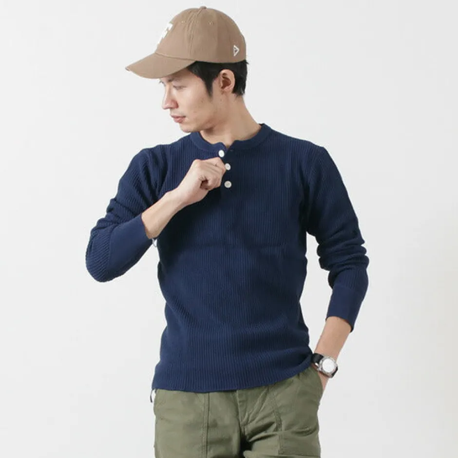 T-Shirts^BARNS / BR-3051 Big Waffle Henley Neck Long Sleeve Thermal / T-Shirt