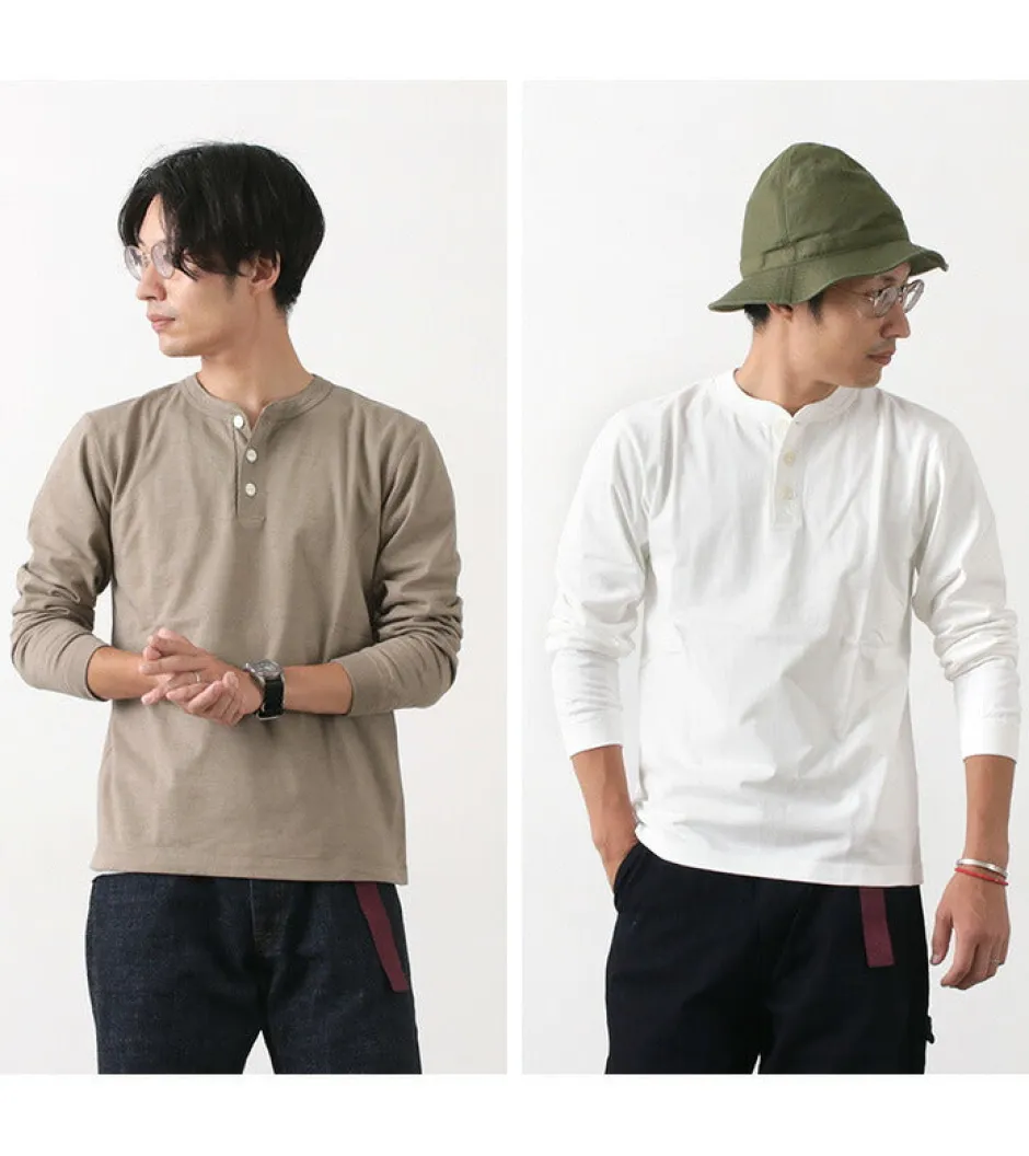 T-Shirts^BARNS / COZUN Knit Vintage Long Sleeve Henry Neck T-Shirt