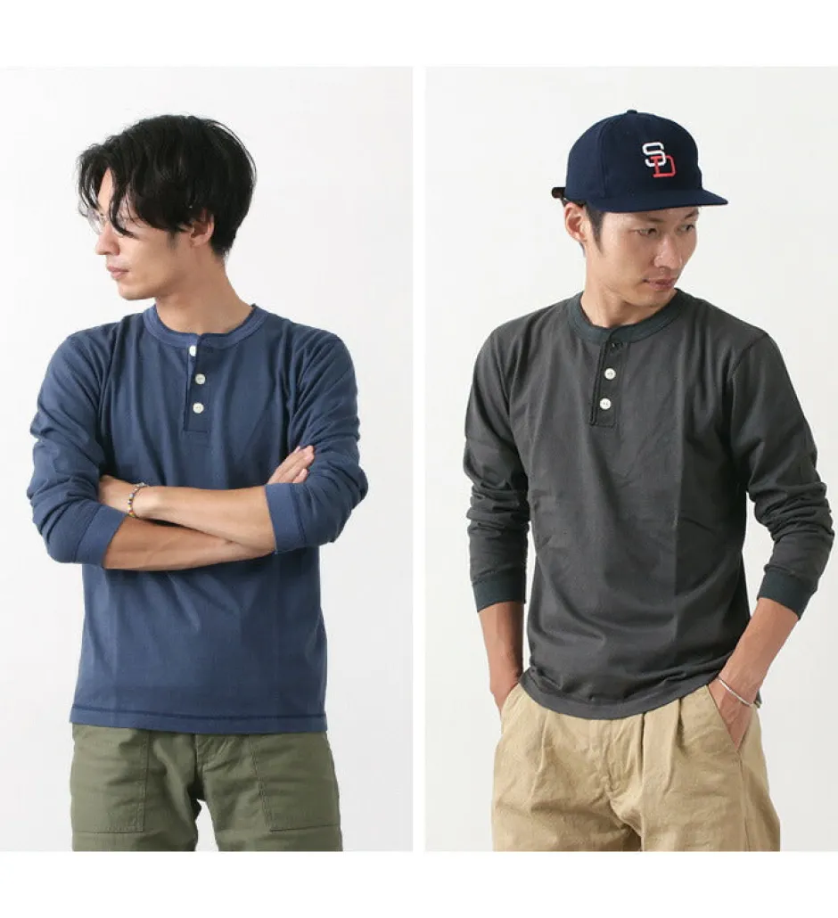 T-Shirts^BARNS / COZUN Knit Vintage Long Sleeve Henry Neck T-Shirt