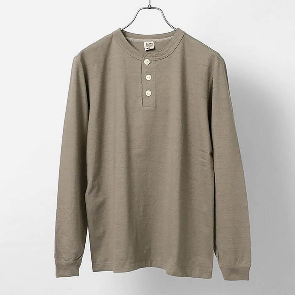 T-Shirts^BARNS / COZUN Knit Vintage Long Sleeve Henry Neck T-Shirt