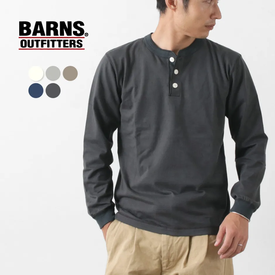 T-Shirts^BARNS / COZUN Knit Vintage Long Sleeve Henry Neck T-Shirt
