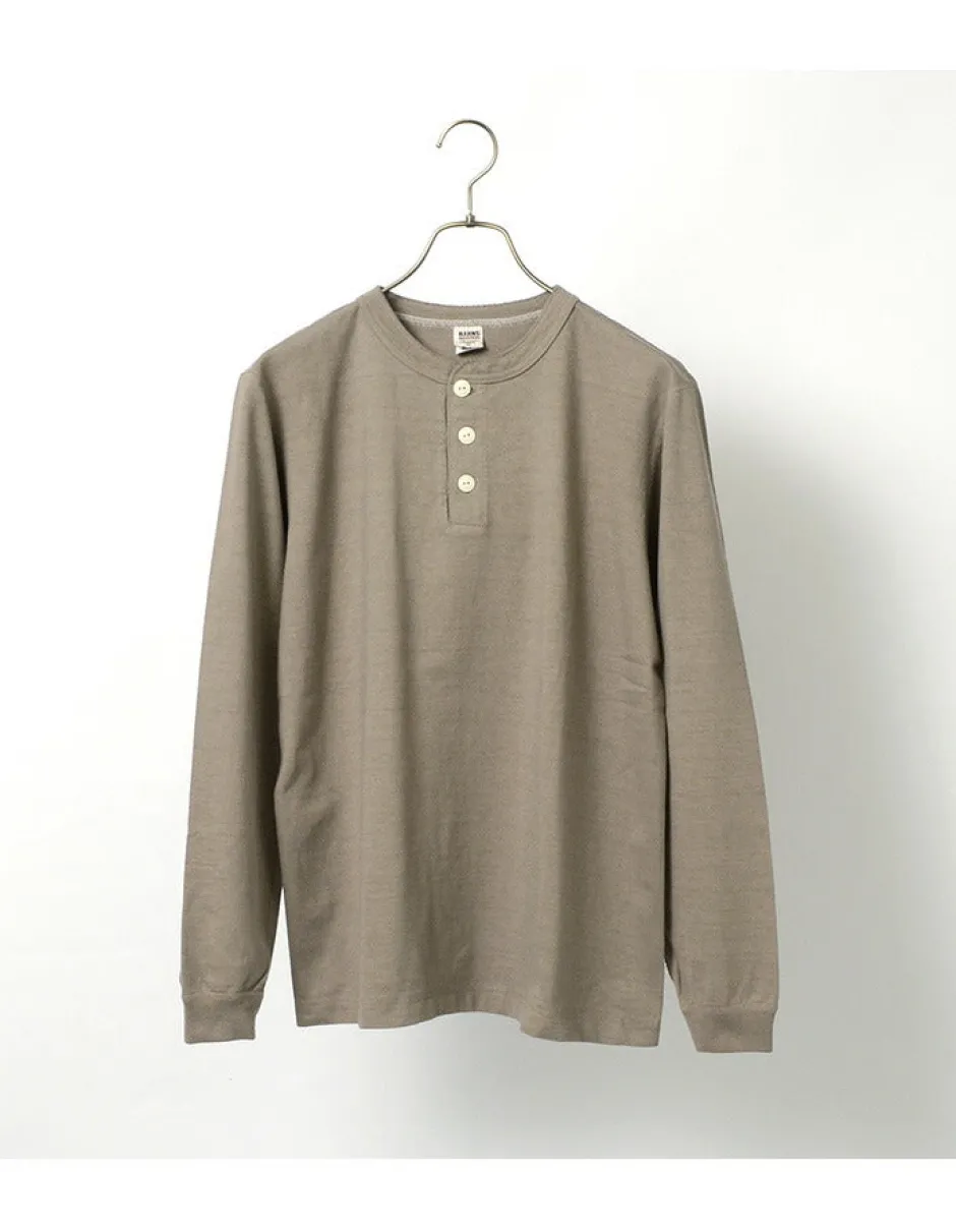 T-Shirts^BARNS / COZUN Knit Vintage Long Sleeve Henry Neck T-Shirt