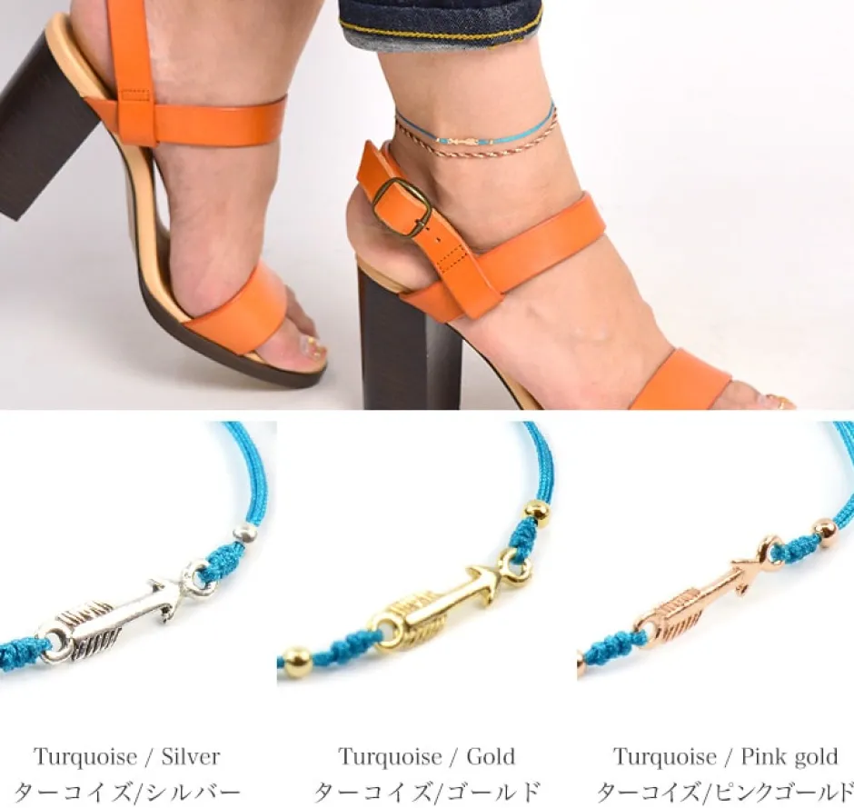 Anklets^CHALISA T.. / Arrow Silver Notched Cord Anklet