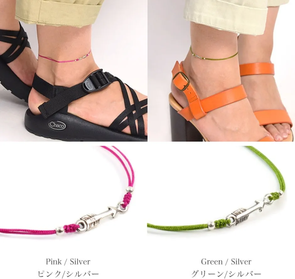 Anklets^CHALISA T.. / Arrow Silver Notched Cord Anklet