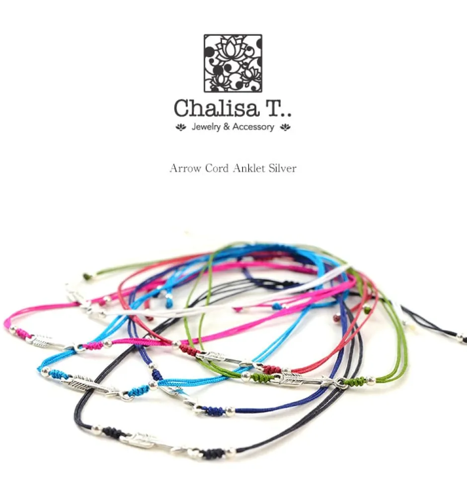 Anklets^CHALISA T.. / Arrow Silver Notched Cord Anklet