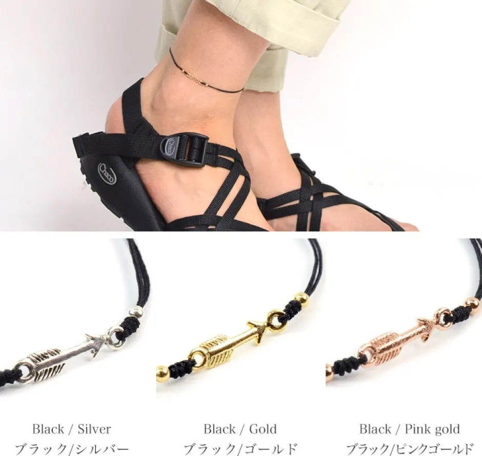 Anklets^CHALISA T.. / Arrow Silver Notched Cord Anklet