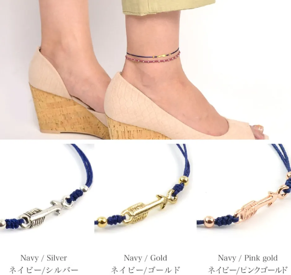 Anklets^CHALISA T.. / Arrow Silver Notched Cord Anklet
