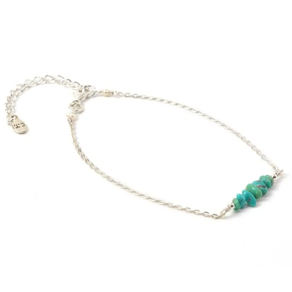 Anklets^CHALISA T.. / Chips Turquoise Silver Chain 2 Way Jewellery blue