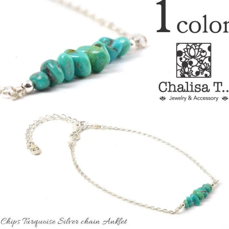 Anklets^CHALISA T.. / Chita Turquoise Silver Chain Anklet blue