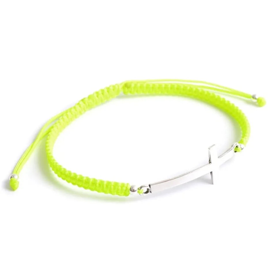 Anklets^CHALISA T.. / Flattened Silver Cross Knotted Cord Anklet