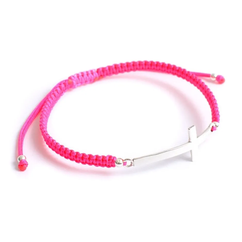 Anklets^CHALISA T.. / Flattened Silver Cross Knotted Cord Anklet