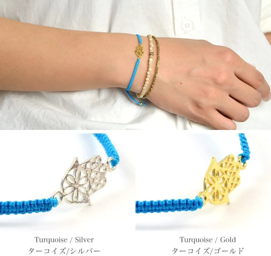Anklets^CHALISA T.. / Hamsa Hand Knotted Cord Bracelet