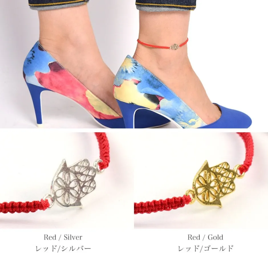 Anklets^CHALISA T.. / Hamsa Hand Notched Cord Anklet