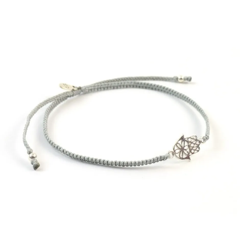 Anklets^CHALISA T.. / Hamsa Hand Notched Cord Anklet