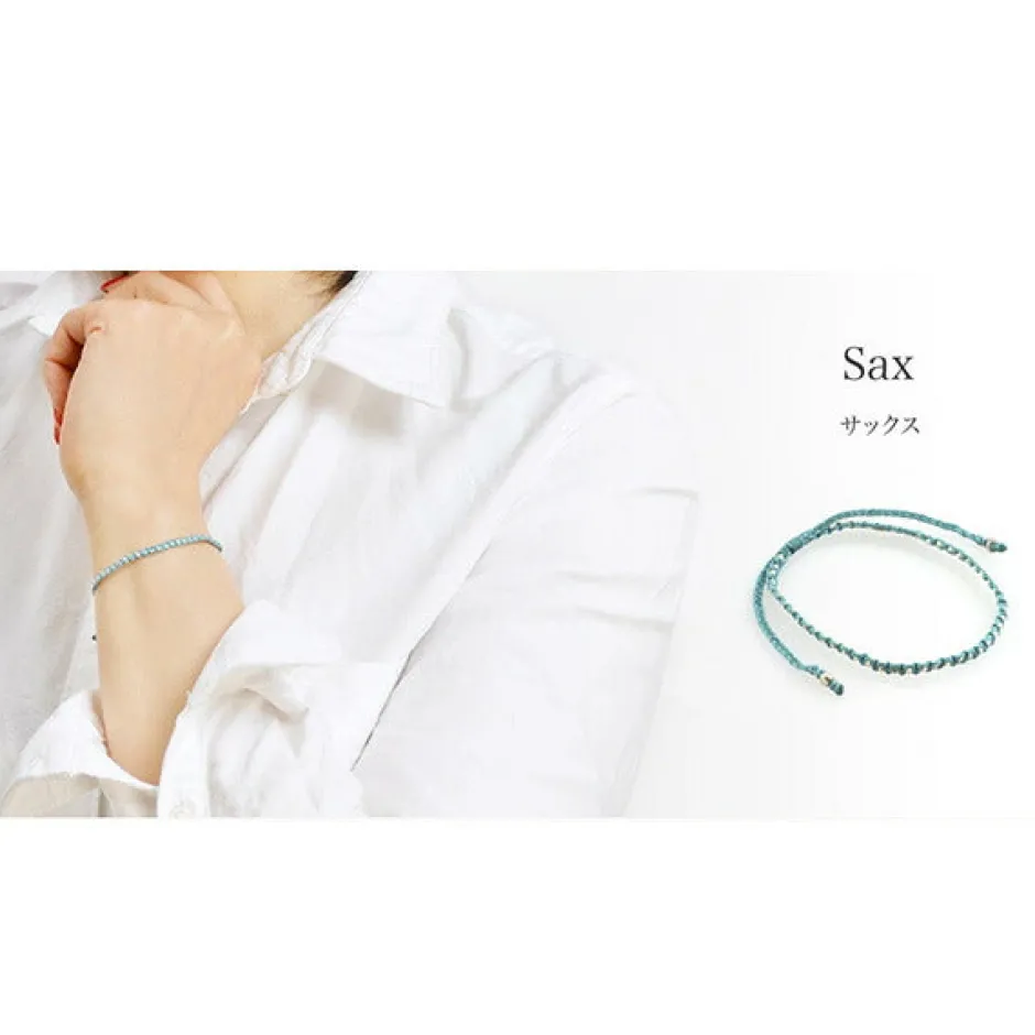 Bracelets^CHALISA T.. / Karen Silver Beaded Notched Cord Bracelet