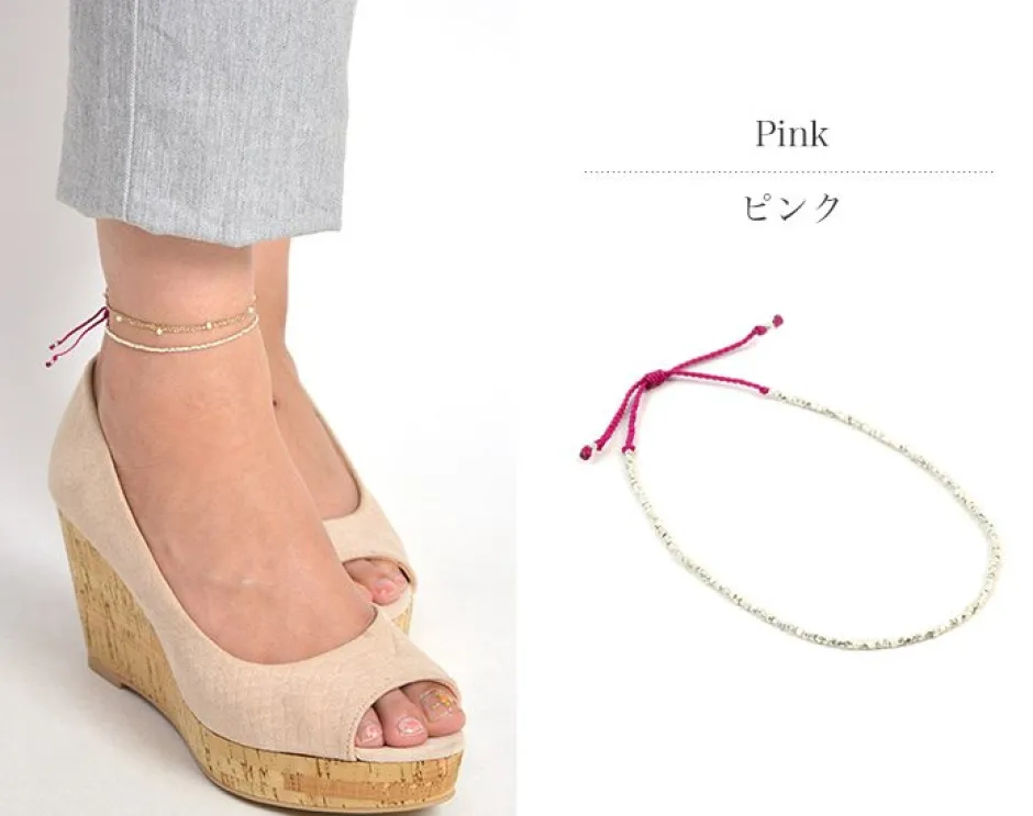 Anklets^CHALISA T.. / Karen Silver Beads Single Cord Anklet