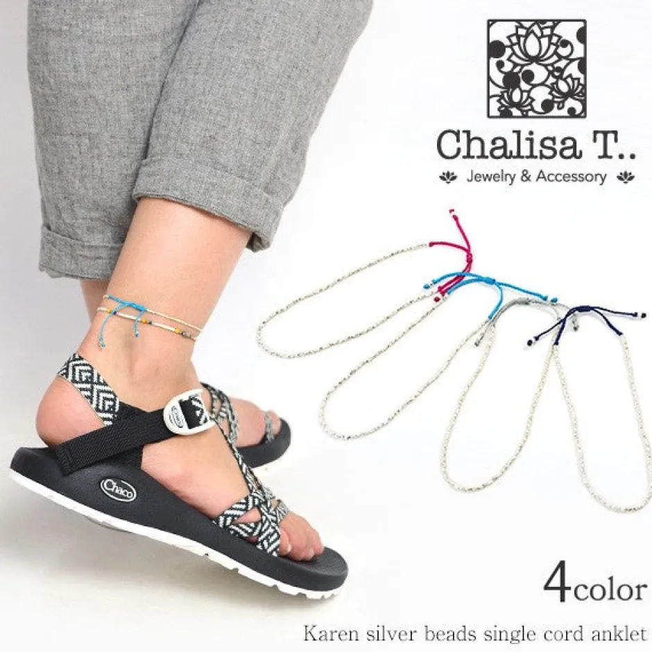 Anklets^CHALISA T.. / Karen Silver Beads Single Cord Anklet