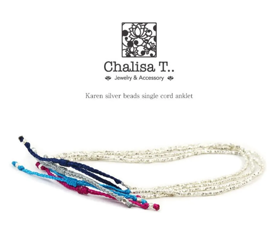 Anklets^CHALISA T.. / Karen Silver Beads Single Cord Anklet