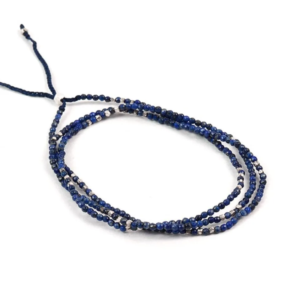 Anklets^CHALISA T.. / Lapis lazuli 2mm cut beads 2 way accessory necklace / bracelet blue