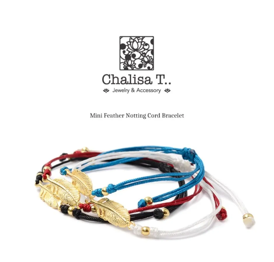 Anklets^CHALISA T.. / Mini Feather Notched Cord Bracelet