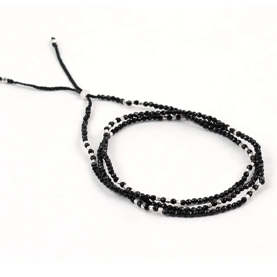Anklets^CHALISA T.. / Onyx 2mm cut beads 2 way accessory necklace/bracelet black