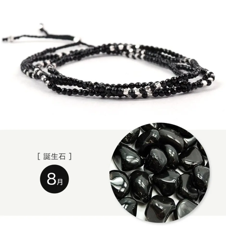 Anklets^CHALISA T.. / Onyx 2mm cut beads 2 way accessory necklace/bracelet black