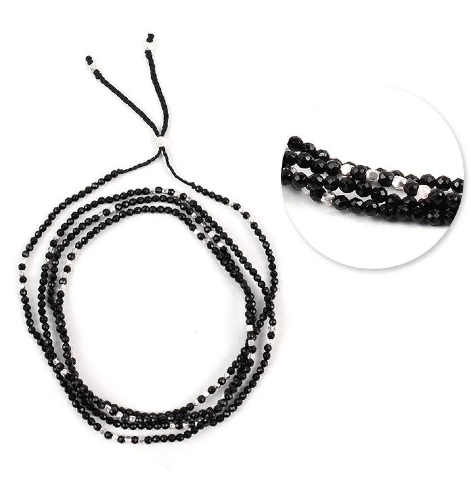 Anklets^CHALISA T.. / Onyx 2mm cut beads 2 way accessory necklace/bracelet black