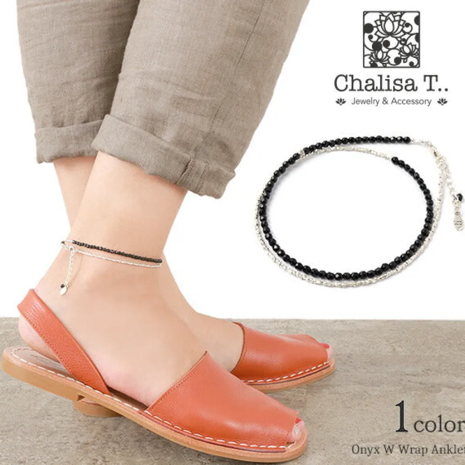 Anklets^CHALISA T.. / Onyx W-Wrap Anklet black