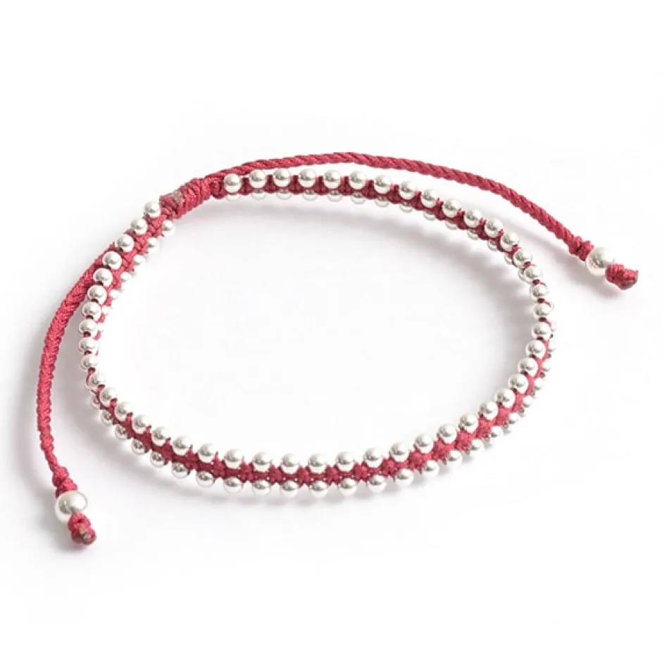 Anklets^CHALISA T.. / Silver Ball Beads Duo Bracelet