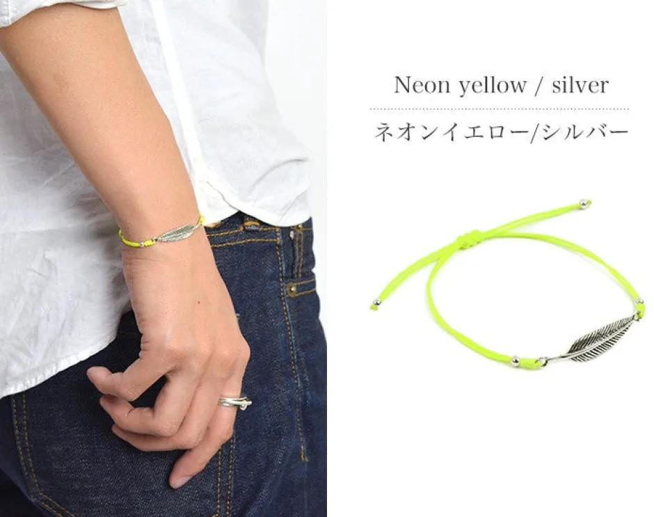 Anklets^CHALISA T.. / Silver feather knotted cord bracelet