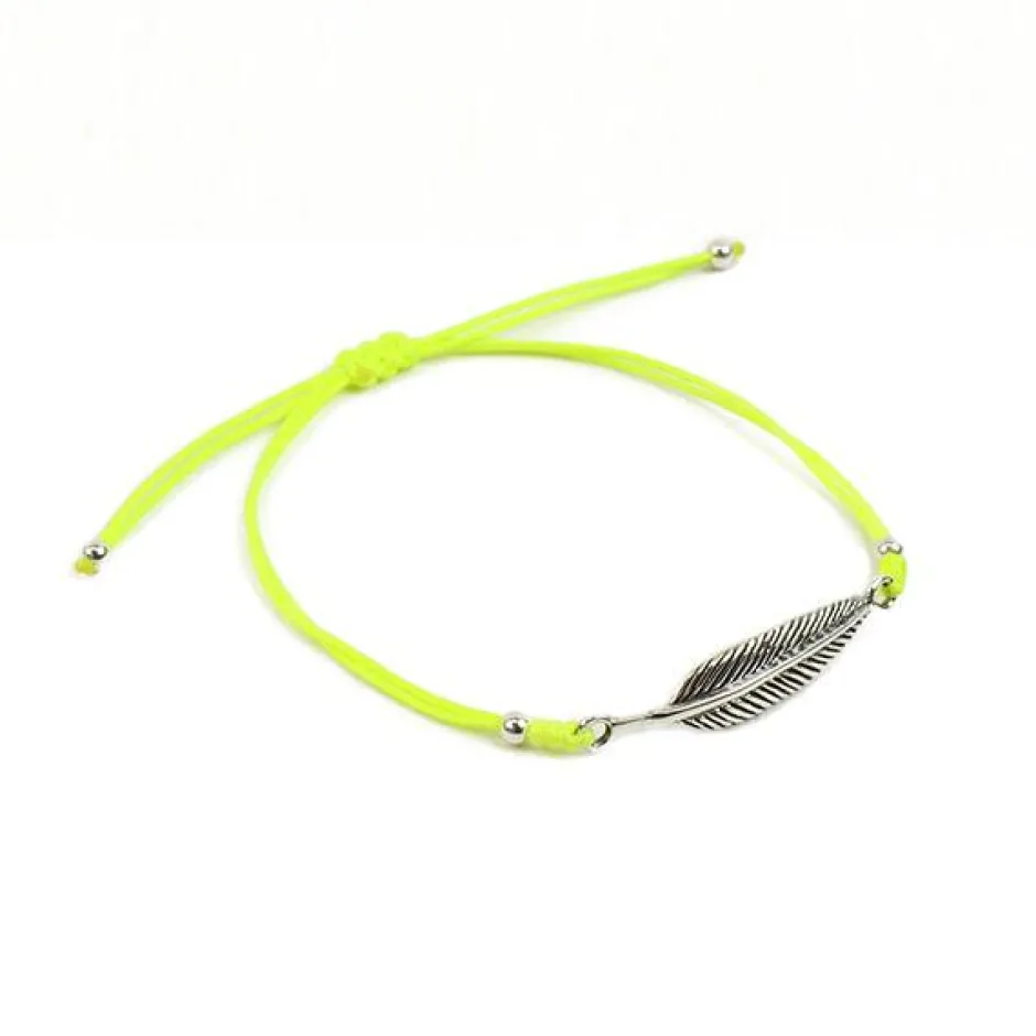 Anklets^CHALISA T.. / Silver feather knotted cord bracelet