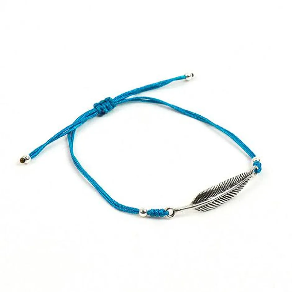 Anklets^CHALISA T.. / Silver feather knotted cord bracelet