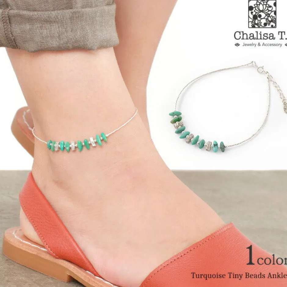 Anklets^CHALISA T.. / Turquoise Tiny Beads Anklet blue