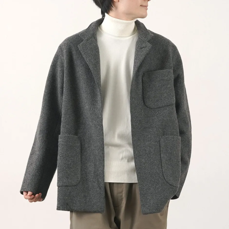 Jackets^FILMELANGE / Hiet Melton Knit Jacket charcoal