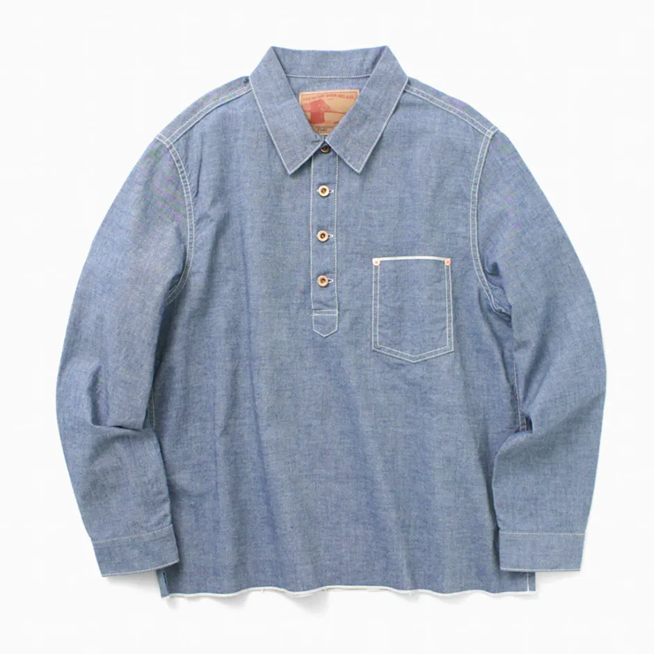 Shirts^FOB FACTORY / F3487 Chambray pullover shirt blue