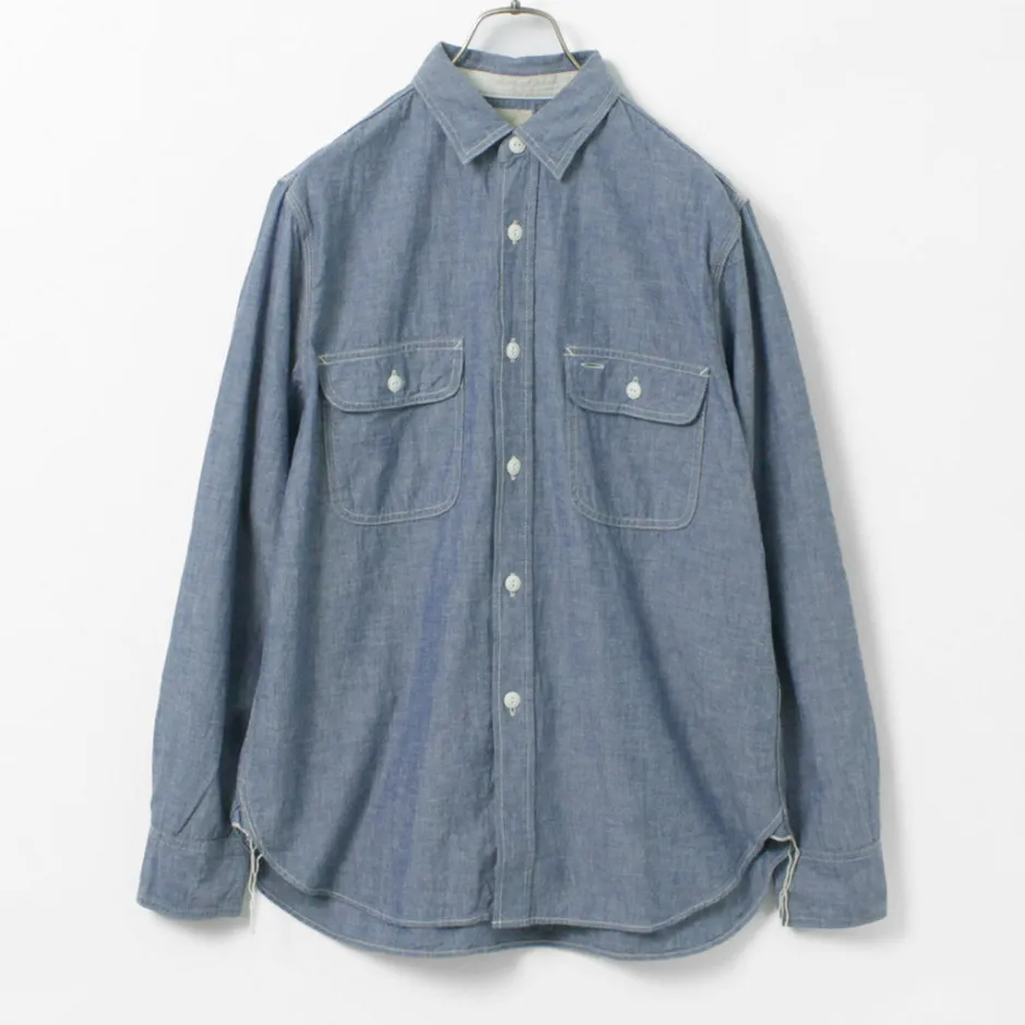 Shirts^FOB FACTORY / F3494 Chambray work shirt blue