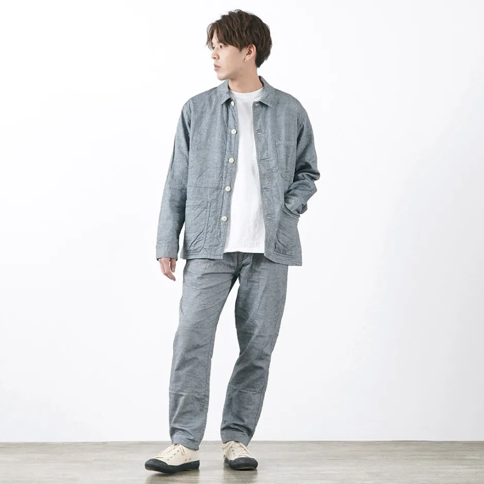 Work Pants & Chinos^FOB FACTORY / F0513 Cotton Linen Double Wave Chambray Pants