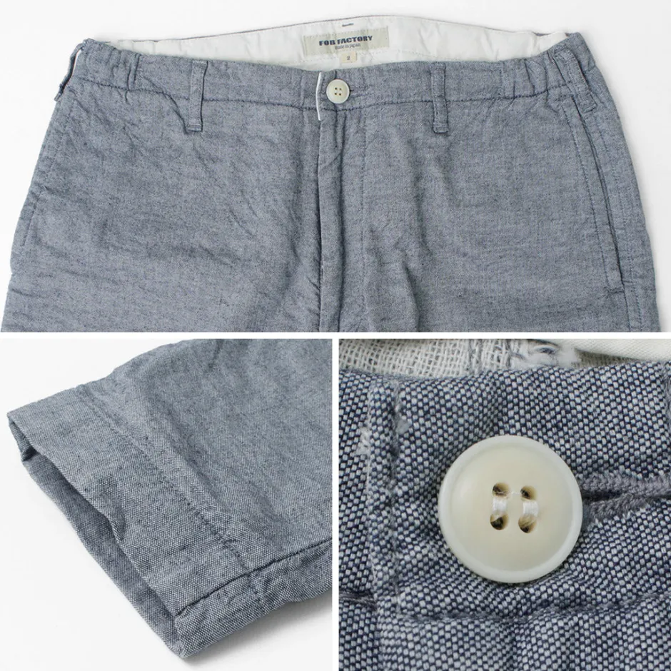 Work Pants & Chinos^FOB FACTORY / F0513 Cotton Linen Double Wave Chambray Pants