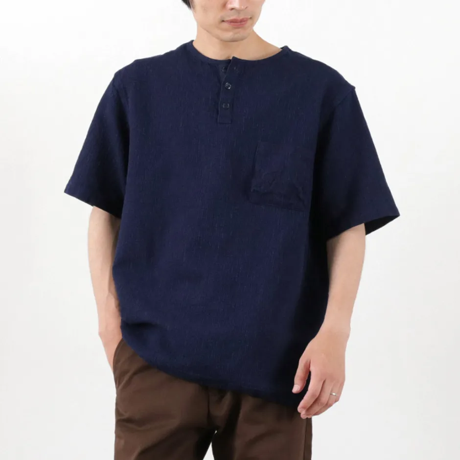 T-Shirts^FOB FACTORY / F3493 waffle T-shirt indigo