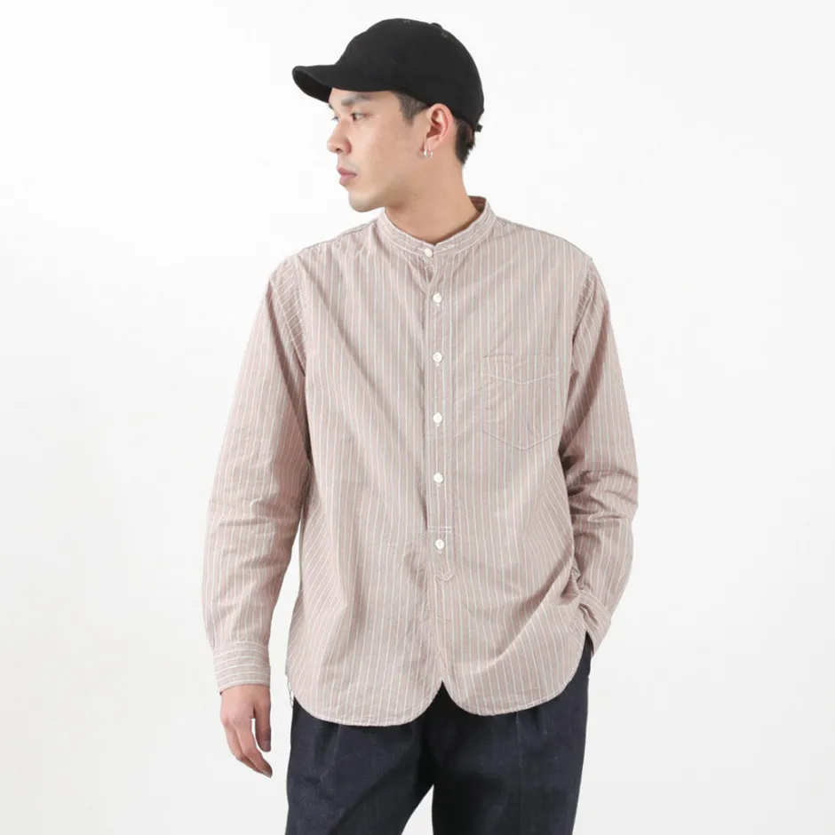 Shirts^FOB FACTORY / F3488 striped band collar shirt