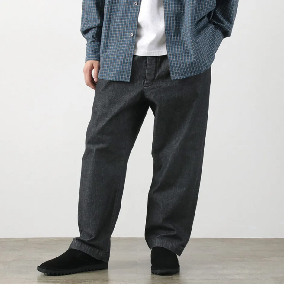 Jeans^FUJITO / 2 Tuck Trousers Light Ounce Denim black