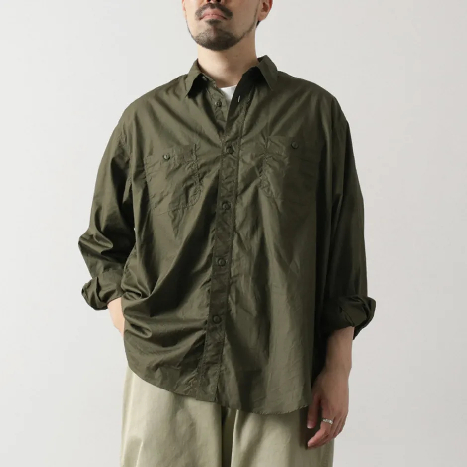 Shirts^FUJITO / Big Size Work Shirt Broad olive