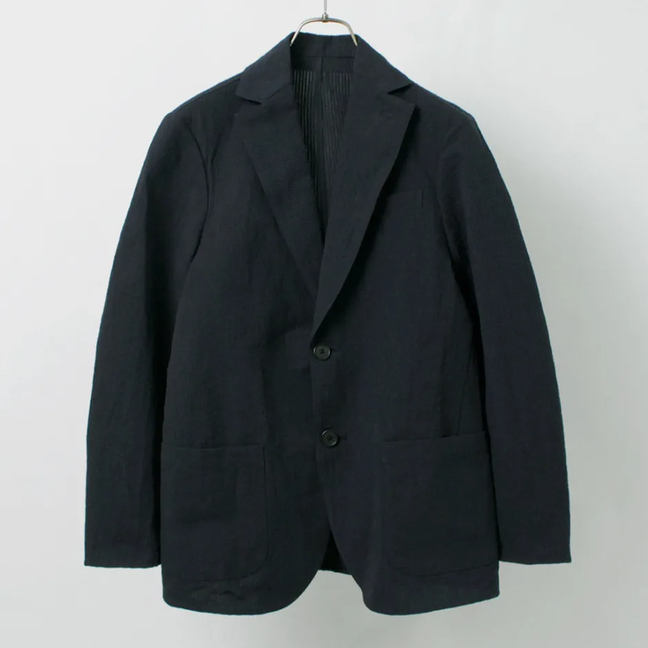 Jackets^FUJITO / N.O.UN Jacket Cotton Linen Seersucker navy