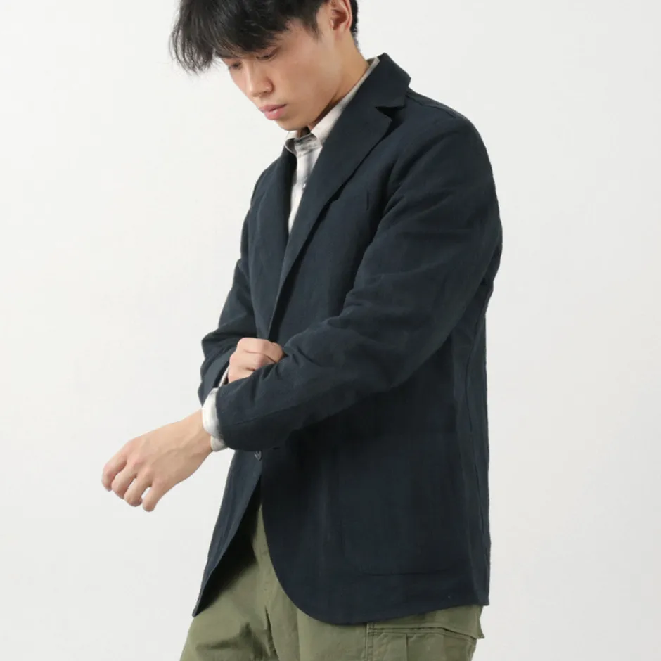 Jackets^FUJITO / N.O.UN Jacket Cotton Linen Seersucker navy